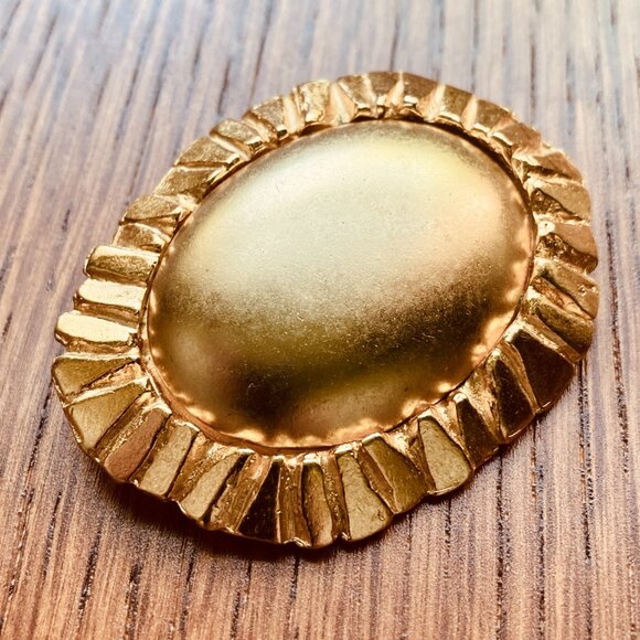 Vintage Modernist POGGI PARIS 2” Gold Dome Brooch | Signed Estate Rare France - Picture 6 of 11